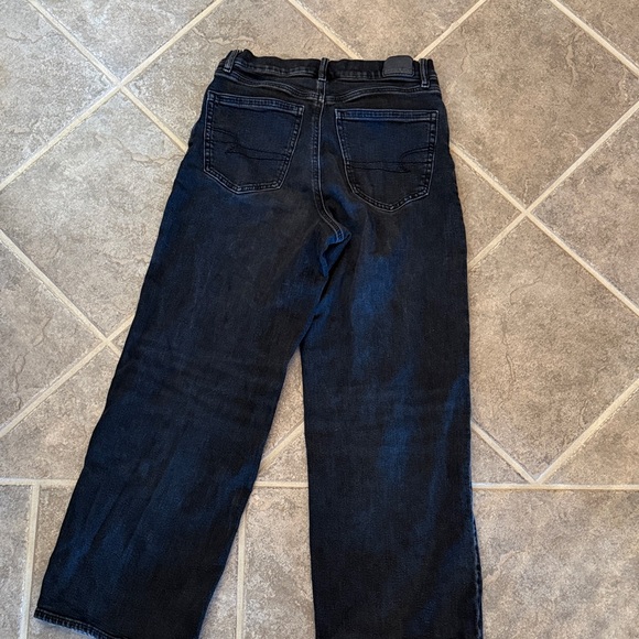 American Eagle Outfitters Black Denim Wide Leg Jeans, size 2 short - Picture 6 of 6